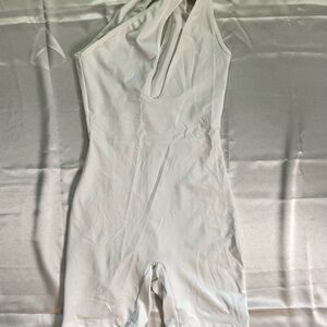 White Short Single Shoulder Romper SZ M